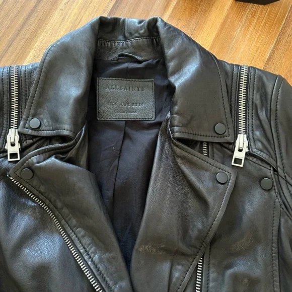 ALLSAINTS Black 100% Leather Biker jacket - Picture 6 of 8